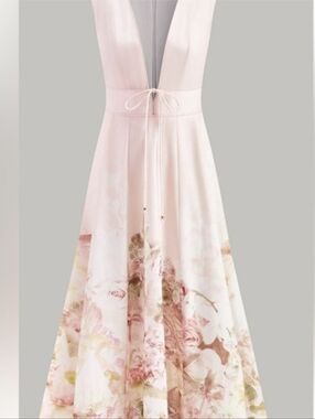 NWT-Commense Pink Floral Elegant Midi Dress